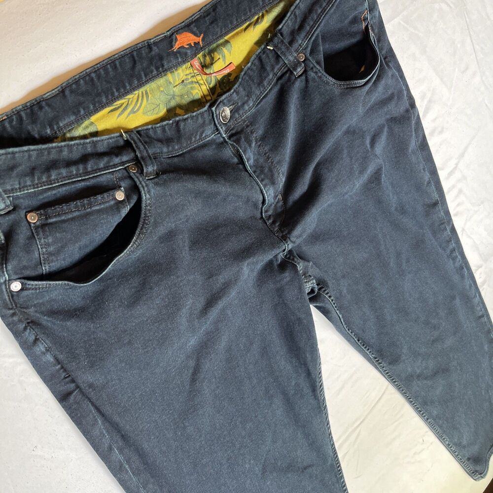 Tommy Bahama Mens Jeans 46x30 Dark Wash Blue Denim Stretch Straight Fit